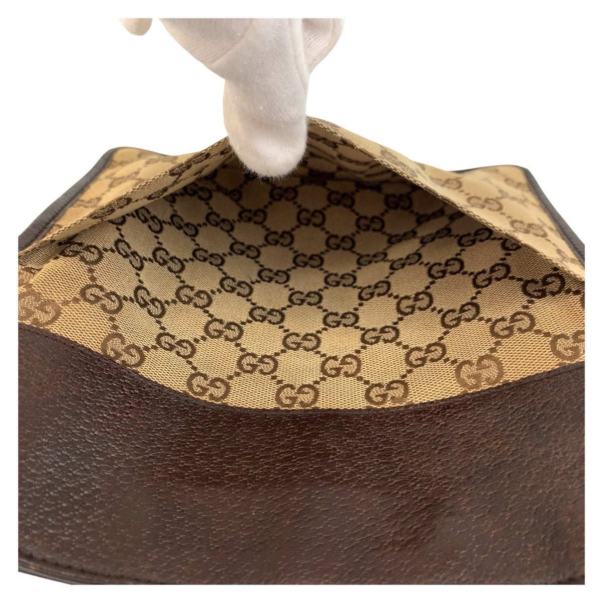 17411
GUCCI グッチ ベージュ ブラウン レザー 27639 ショルダーバッグ ポシェット  レディース AB24