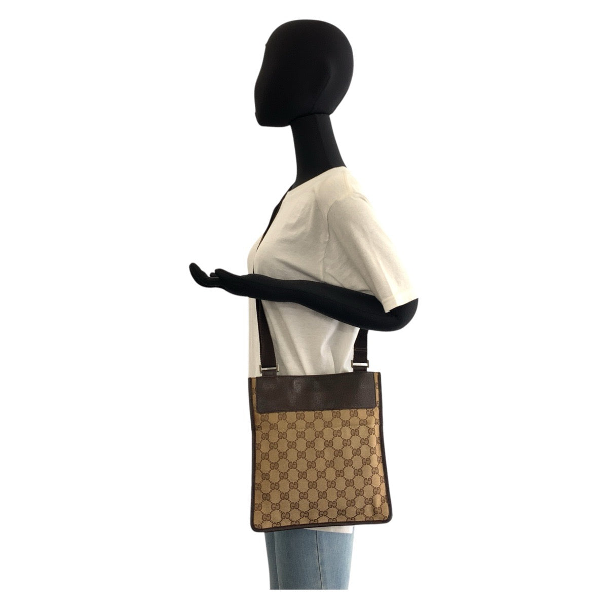 17411
GUCCI グッチ ベージュ ブラウン レザー 27639 ショルダーバッグ ポシェット  レディース AB24