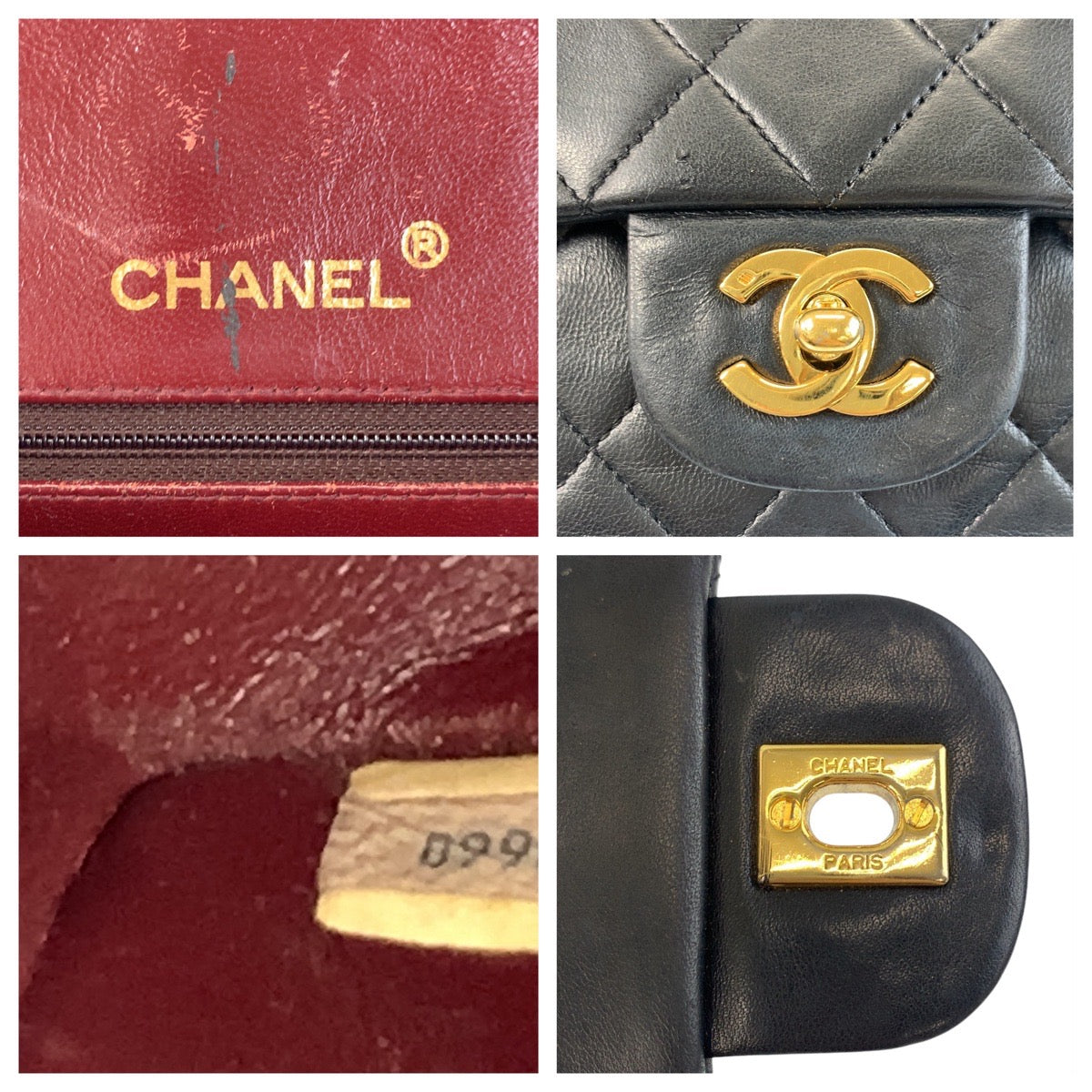 17413
CHANEL シャネル ヴィンテージ マトラッセ ターンロック ココマーク ダブルフラップ ブラック 黒 ゴールド金具 ラムスキン チェーンショルダーバッグ レディース AB198
