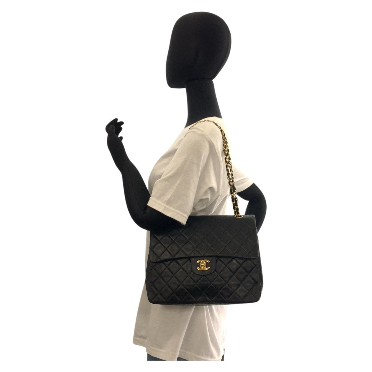 17413
CHANEL シャネル ヴィンテージ マトラッセ ターンロック ココマーク ダブルフラップ ブラック 黒 ゴールド金具 ラムスキン チェーンショルダーバッグ レディース AB198