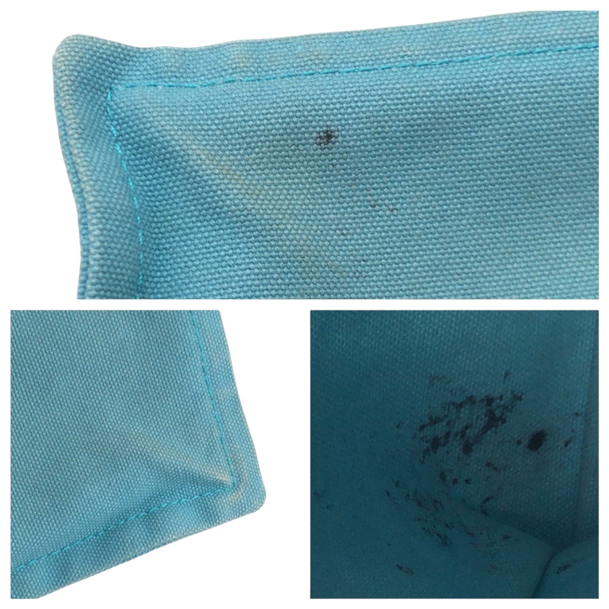 17414
HERMES エルメス トゥルースフラットPM ブルー ライトブルー コットン ポーチ 男女兼用  レディース AB7