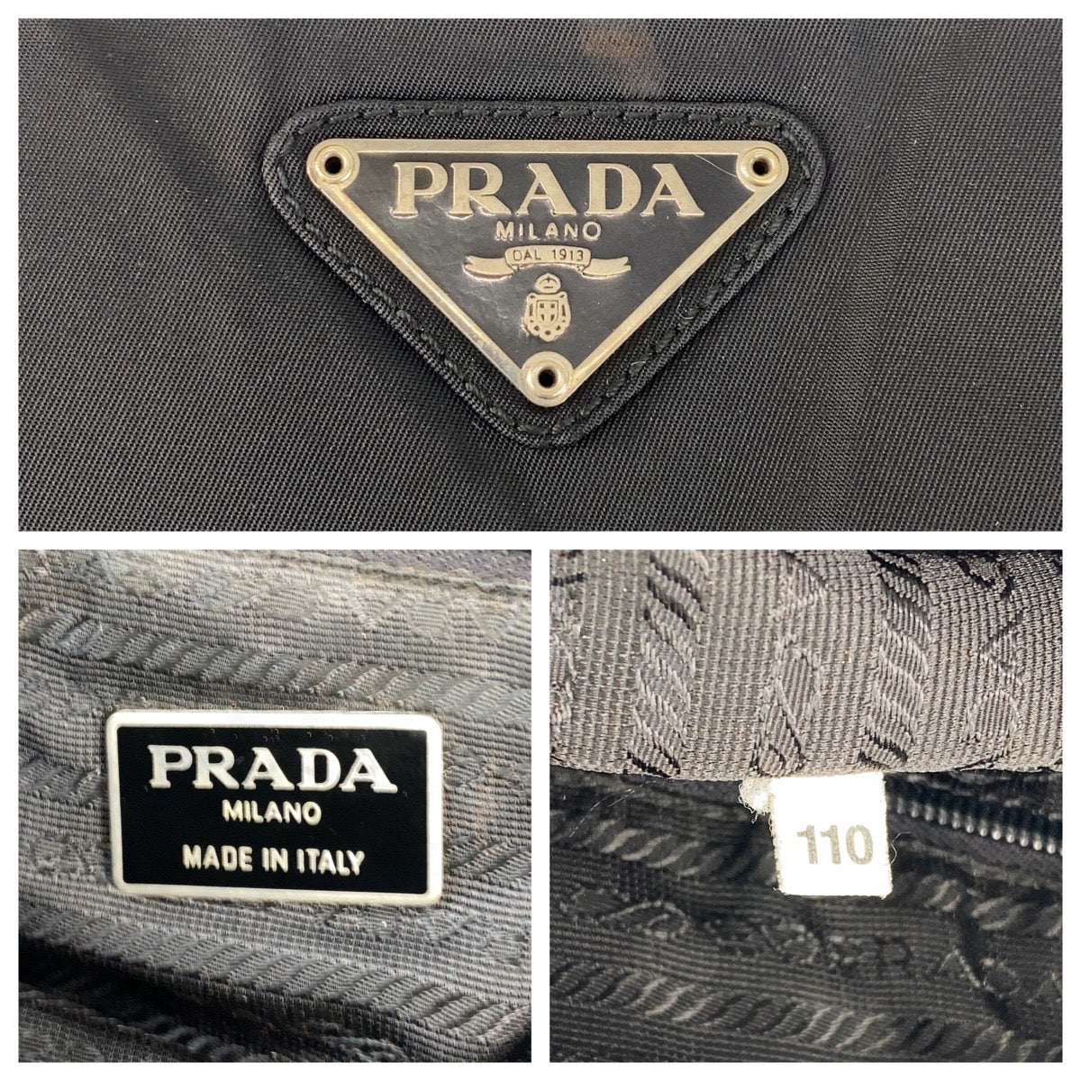 17420
PRADA プラダ テスート 三角ロゴプレート ブラック 黒 シルバー金具 ナイロン トートバッグ ショルダーバッグ  レディース AB40