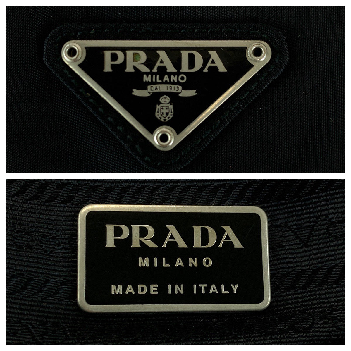 17423
PRADA プラダ テスート 三角ロゴプレート ブラック 黒 シルバー金具 ナイロン トートバッグ ショルダーバッグ  レディース ABP39