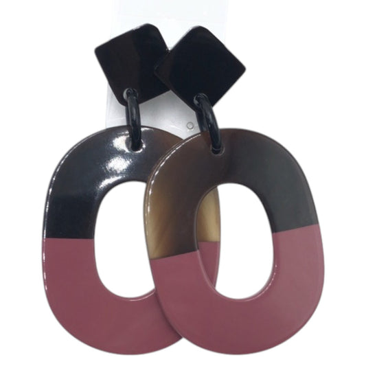 17428
HERMES エルメス バッファローホーン ブラウン ピンク バッファローホーン ピアス レディース SA40