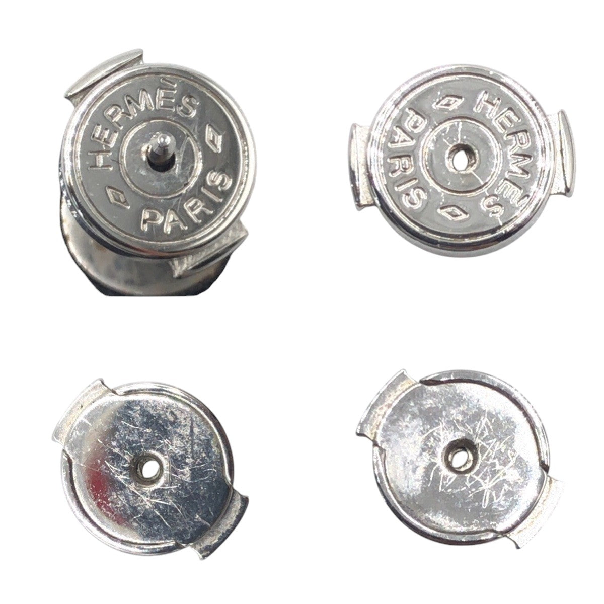 17428
HERMES エルメス バッファローホーン ブラウン ピンク バッファローホーン ピアス レディース SA40