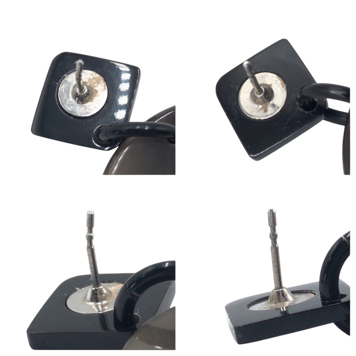 17428
HERMES エルメス バッファローホーン ブラウン ピンク バッファローホーン ピアス レディース SA40