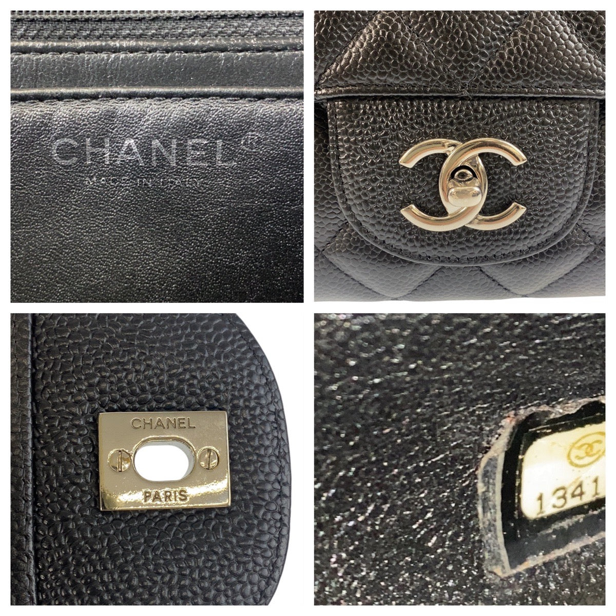 17429
CHANEL シャネル マトラッセ34 デカマト ココマーク ターンロック ブラック 黒 シルバー金具 キャビアスキン チェーンショルダーバッグ  レディース A510