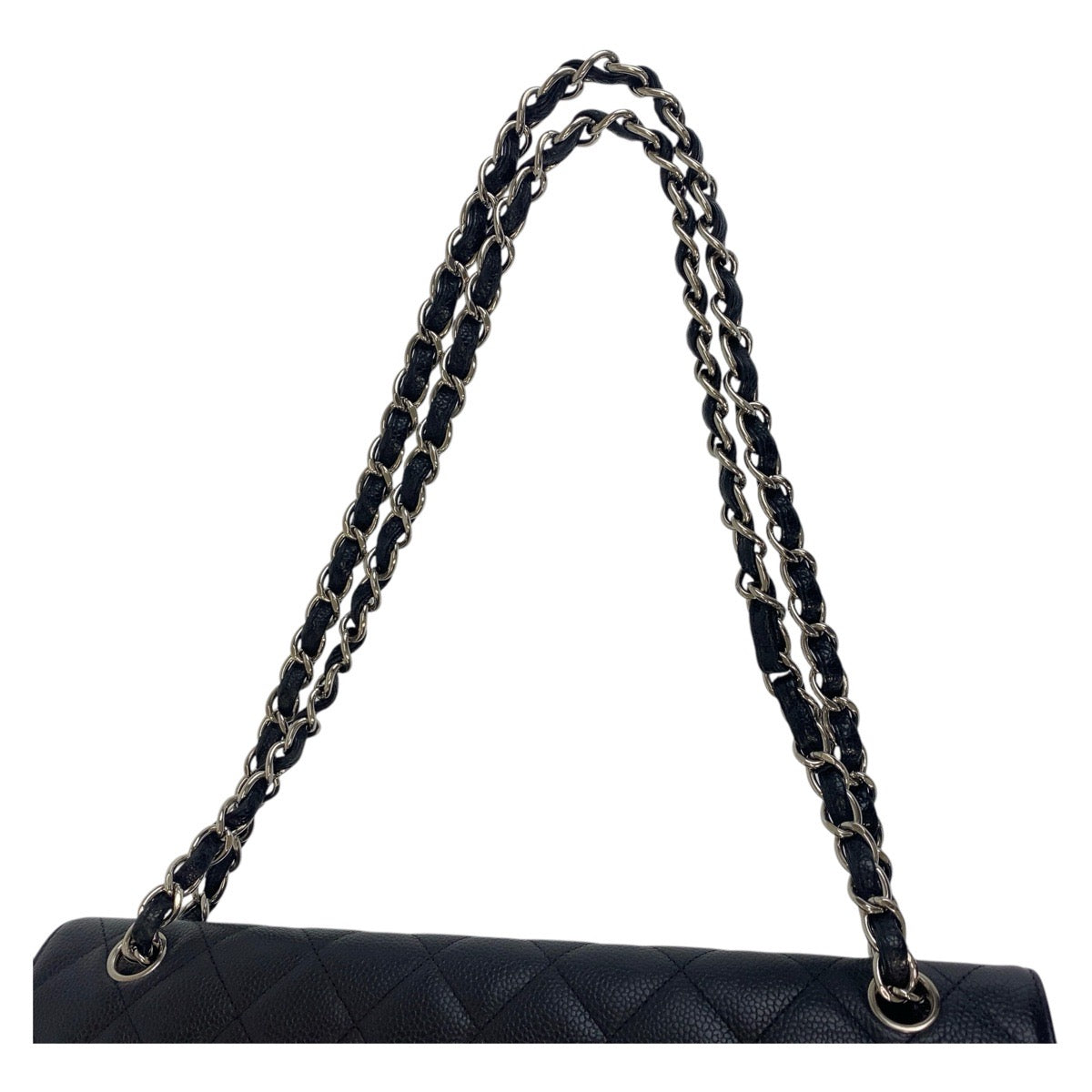17429
CHANEL シャネル マトラッセ34 デカマト ココマーク ターンロック ブラック 黒 シルバー金具 キャビアスキン チェーンショルダーバッグ  レディース A510