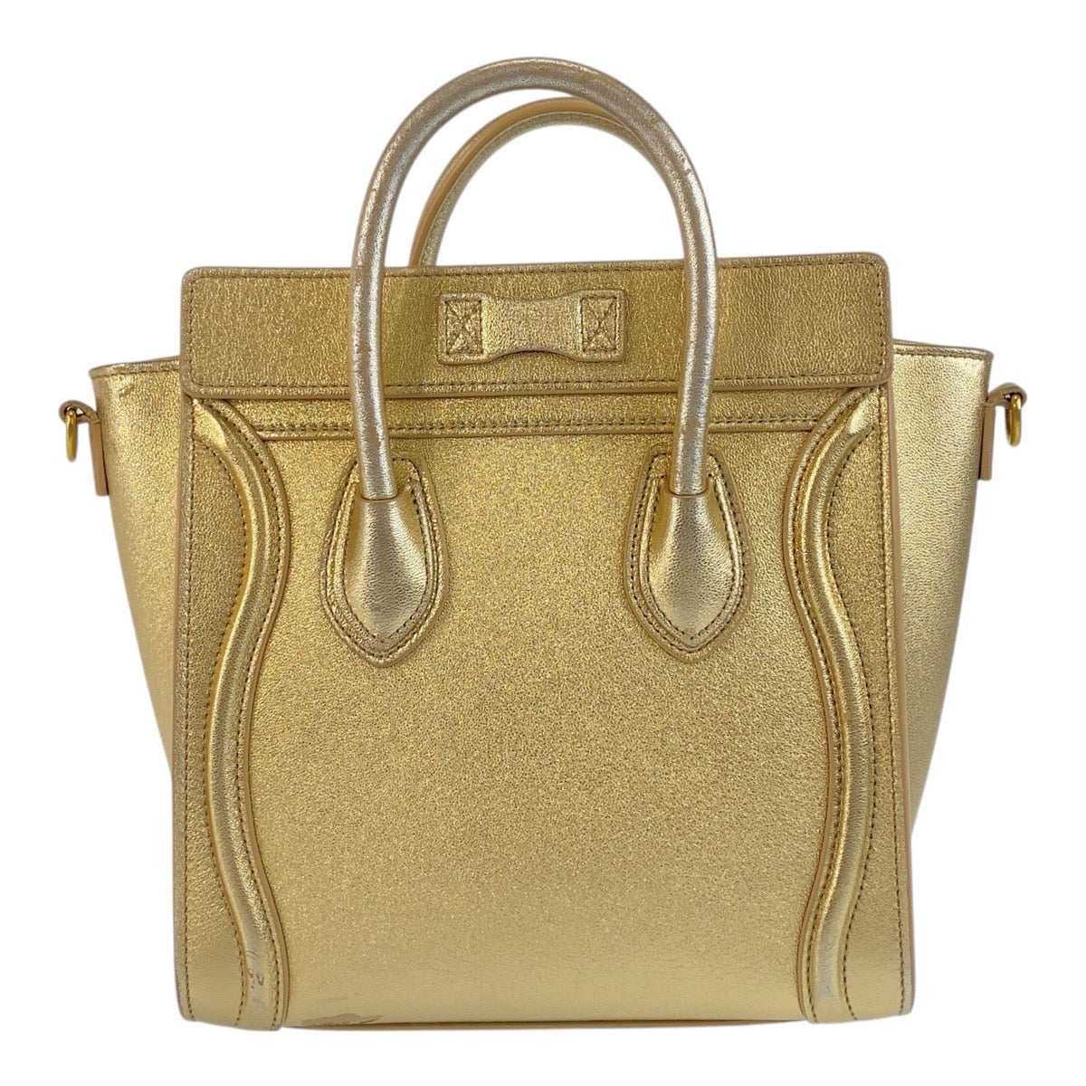 17430
CELINE セリーヌ ラゲージ ナノ ゴールド ゴールド金具 レザー ハンドバッグ ショルダーバッグ 2way  レディース