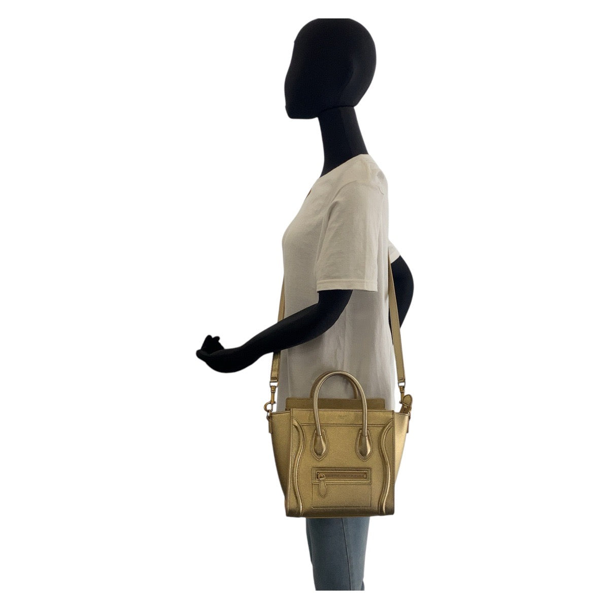 17430
CELINE セリーヌ ラゲージ ナノ ゴールド ゴールド金具 レザー ハンドバッグ ショルダーバッグ 2way  レディース