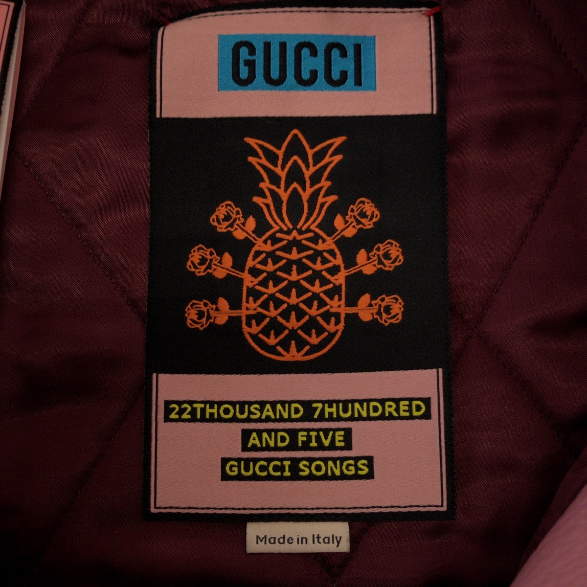 17432
GUCCI グッチ グッチパイナップル サイズ44 ピンク マルチカラー シルバー金具 レザー ライダースジャケット レザージャケット スタジャン メンズ SA178