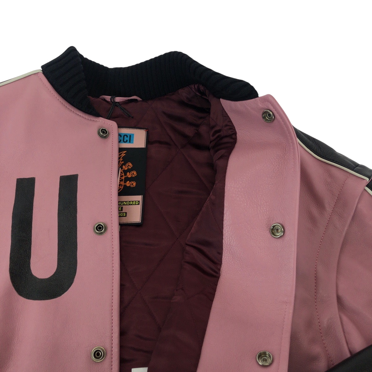 17432
GUCCI グッチ グッチパイナップル サイズ44 ピンク マルチカラー シルバー金具 レザー ライダースジャケット レザージャケット スタジャン メンズ SA178