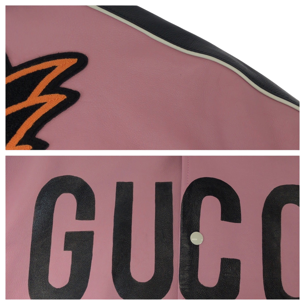 17432
GUCCI グッチ グッチパイナップル サイズ44 ピンク マルチカラー シルバー金具 レザー ライダースジャケット レザージャケット スタジャン メンズ SA178