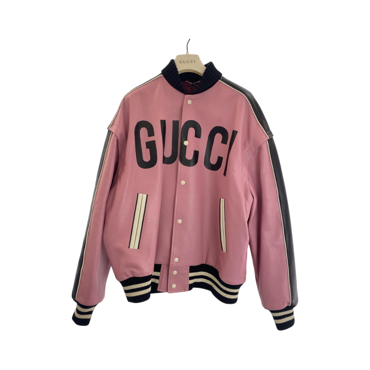 17432
GUCCI グッチ グッチパイナップル サイズ44 ピンク マルチカラー シルバー金具 レザー ライダースジャケット レザージャケット スタジャン メンズ SA178