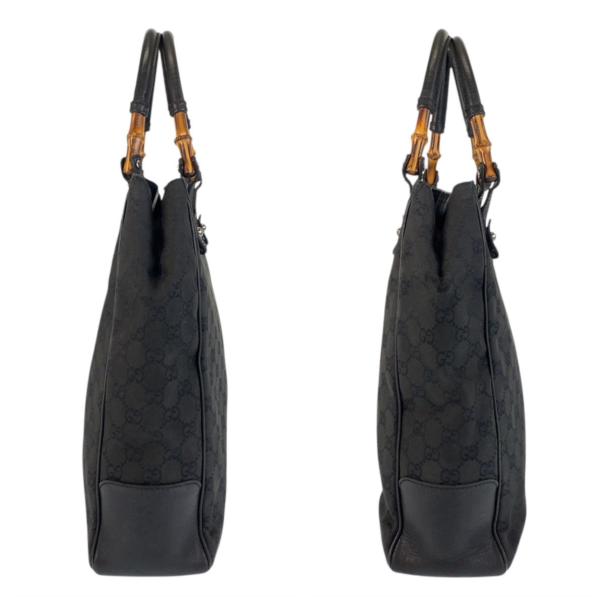 17439
GUCCI グッチ バンブー ブラック 黒 GGキャンバス / レザー 112530 トートバッグ ショルダーバッグ  レディース AB25