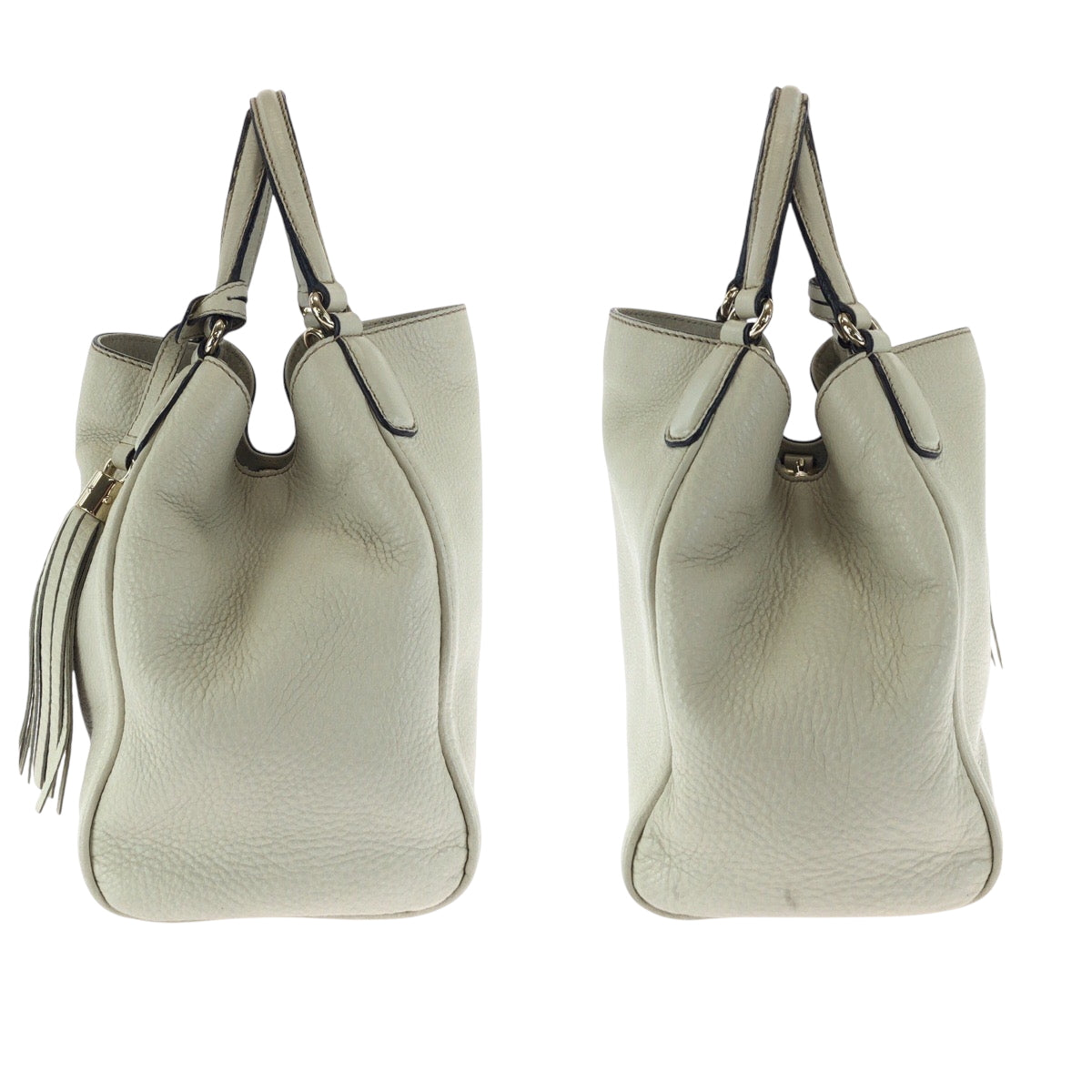 17441
GUCCI グッチ ソーホー インターロッキング フリンジ アイボリー ゴールド金具 レザー 386751 ショルダーバッグ ハンドバッグ 2way  レディース AB63