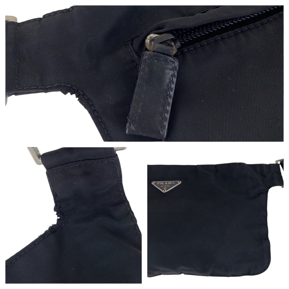 17442
PRADA プラダ テスート 三角ロゴプレート ブラック 黒 シルバー金具 ナイロン ショルダーバッグ ボディバッグ レディース ABP33