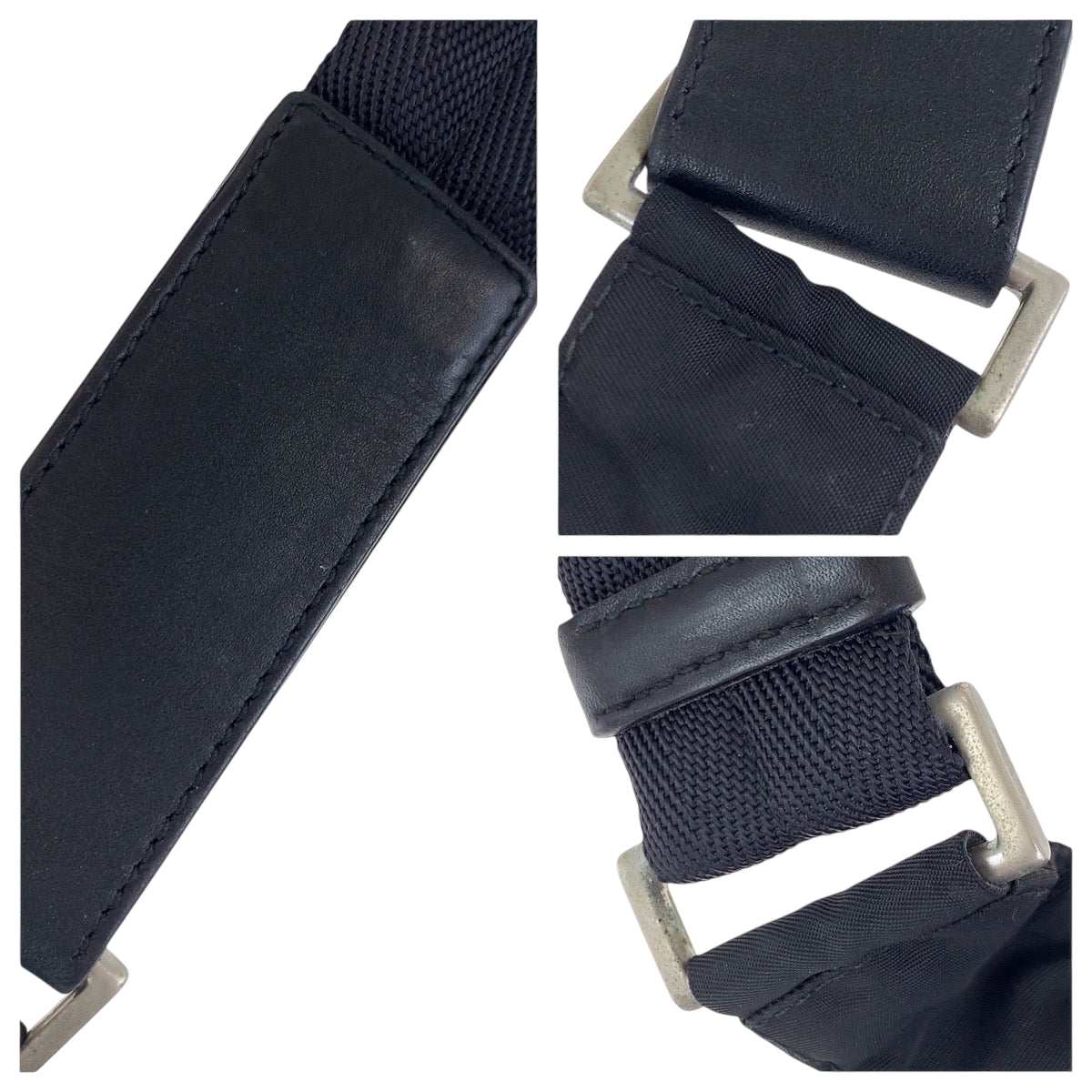 17442
PRADA プラダ テスート 三角ロゴプレート ブラック 黒 シルバー金具 ナイロン ショルダーバッグ ボディバッグ レディース ABP33