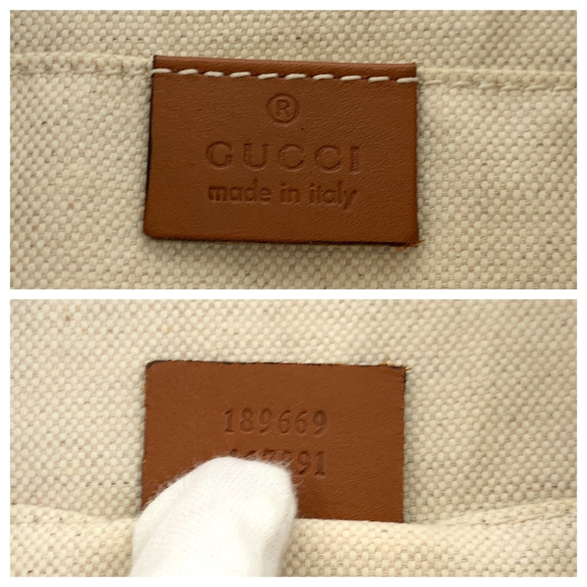 17443
GUCCI グッチ GG柄 グッチシマ ネイビー ホワイト ブラウン ナイロン 189669 トートバッグ ハンドバッグ  メンズ ABP58