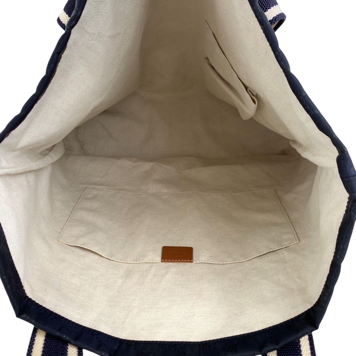 17443
GUCCI グッチ GG柄 グッチシマ ネイビー ホワイト ブラウン ナイロン 189669 トートバッグ ハンドバッグ  メンズ ABP58