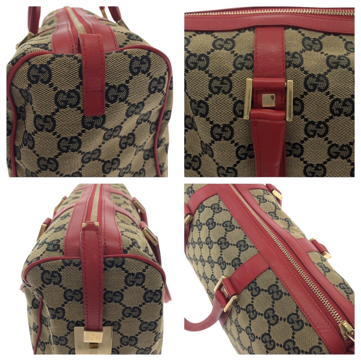 17447
GUCCI グッチ ベージュ レッド ゴールド金具 GGキャンバス 000 0846 ハンドバッグ ミニボストンバッグ  レディース ABP40