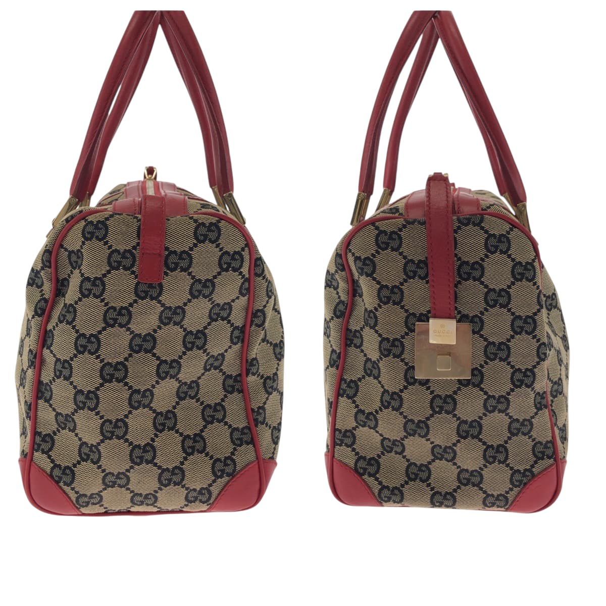 17447
GUCCI グッチ ベージュ レッド ゴールド金具 GGキャンバス 000 0846 ハンドバッグ ミニボストンバッグ  レディース ABP40