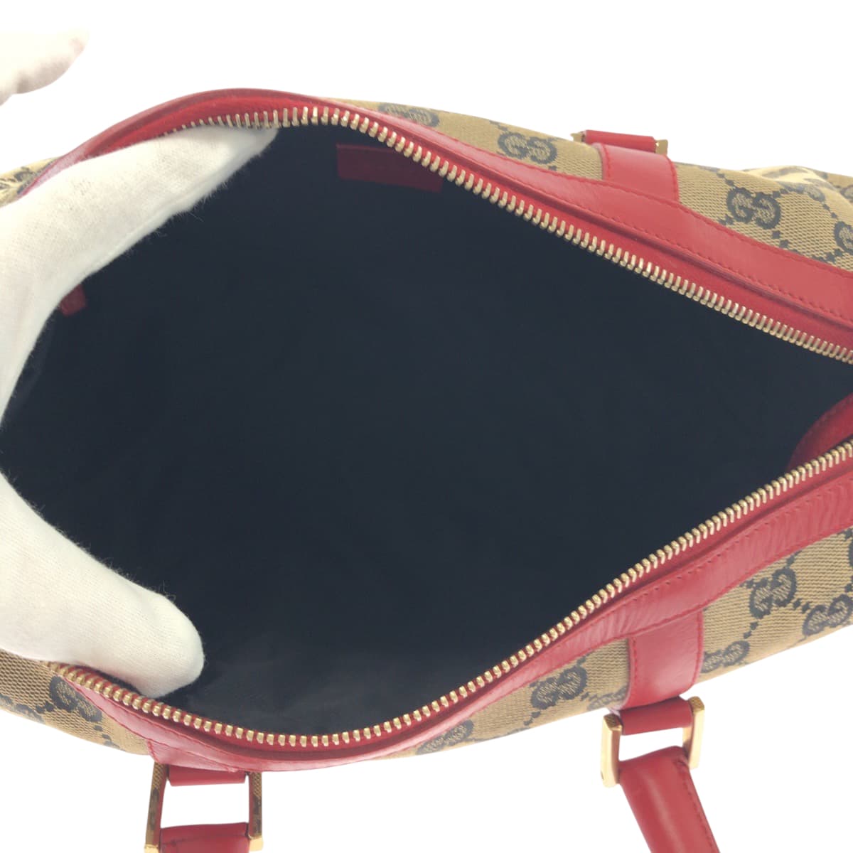 17447
GUCCI グッチ ベージュ レッド ゴールド金具 GGキャンバス 000 0846 ハンドバッグ ミニボストンバッグ  レディース ABP40