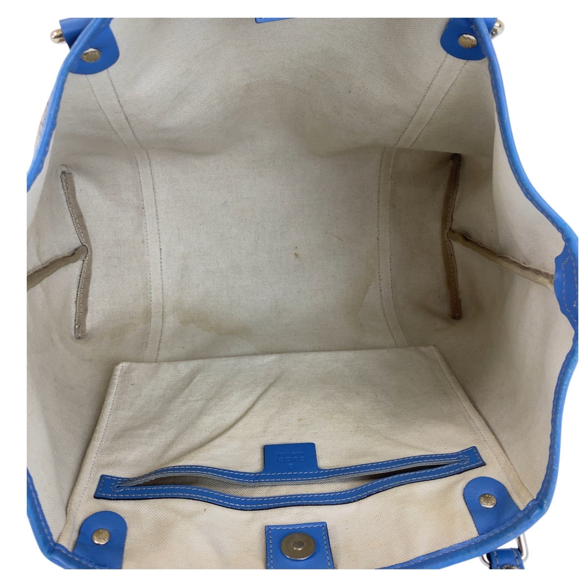 17448
GUCCI グッチ ベージュ ブルー ゴールド金具 GGスプリームキャンバス / レザー 197953 トートバッグ ショルダーバッグ  レディース