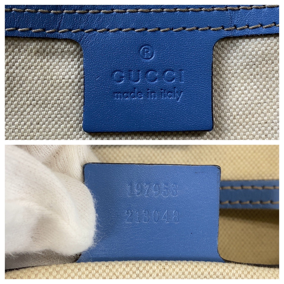 17448
GUCCI グッチ ベージュ ブルー ゴールド金具 GGスプリームキャンバス / レザー 197953 トートバッグ ショルダーバッグ  レディース