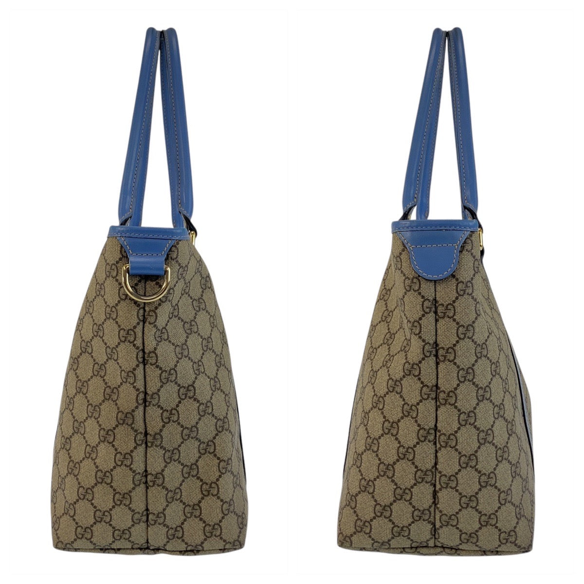 17448
GUCCI グッチ ベージュ ブルー ゴールド金具 GGスプリームキャンバス / レザー 197953 トートバッグ ショルダーバッグ  レディース