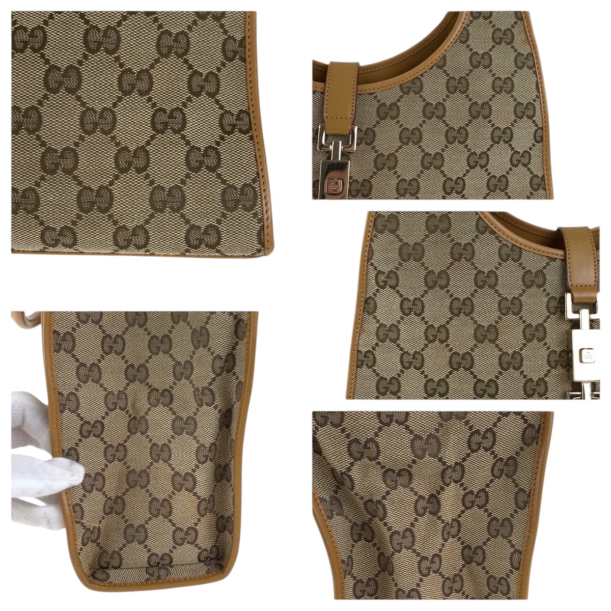 17449
GUCCI グッチ ジャッキー ベージュ ライトブラウン ゴールド金具 GGキャンバス 002 1067 ショルダーバッグ ハンドバッグ  レディース