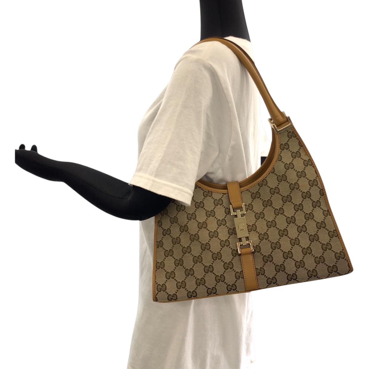 17449
GUCCI グッチ ジャッキー ベージュ ライトブラウン ゴールド金具 GGキャンバス 002 1067 ショルダーバッグ ハンドバッグ  レディース
