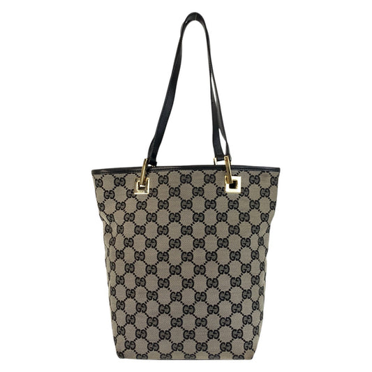 17452
GUCCI グッチ グレー ブラック 黒 ゴールド金具 GGキャンバス / レザー 002 1099 トートバッグ ショルダーバッグ  レディース AB39