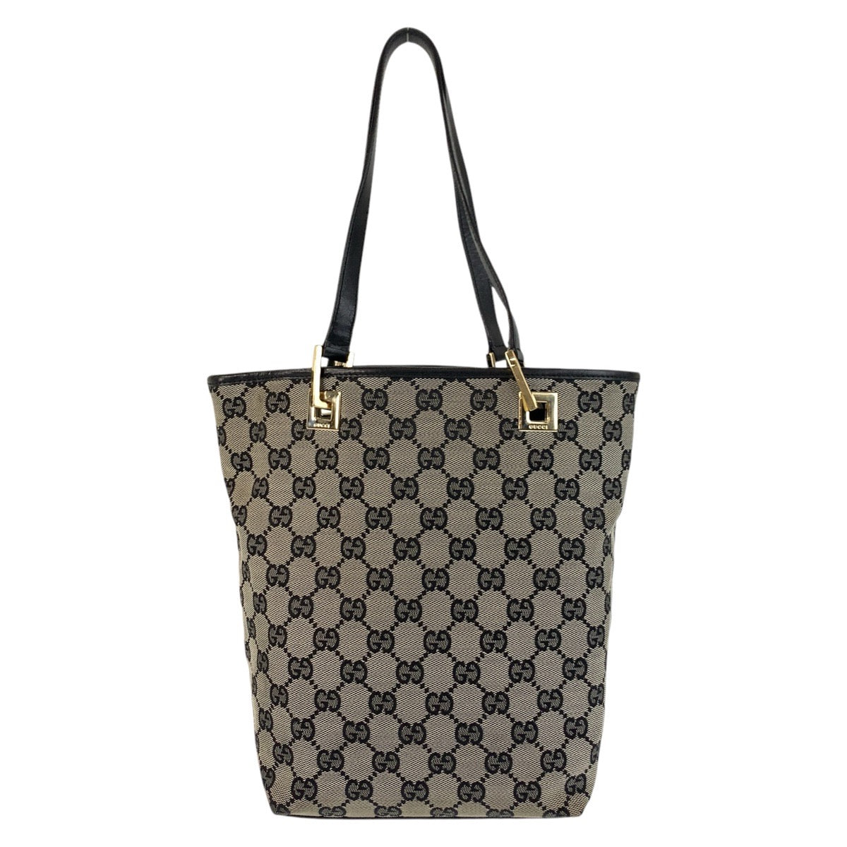 17452
GUCCI グッチ グレー ブラック 黒 ゴールド金具 GGキャンバス / レザー 002 1099 トートバッグ ショルダーバッグ  レディース AB39