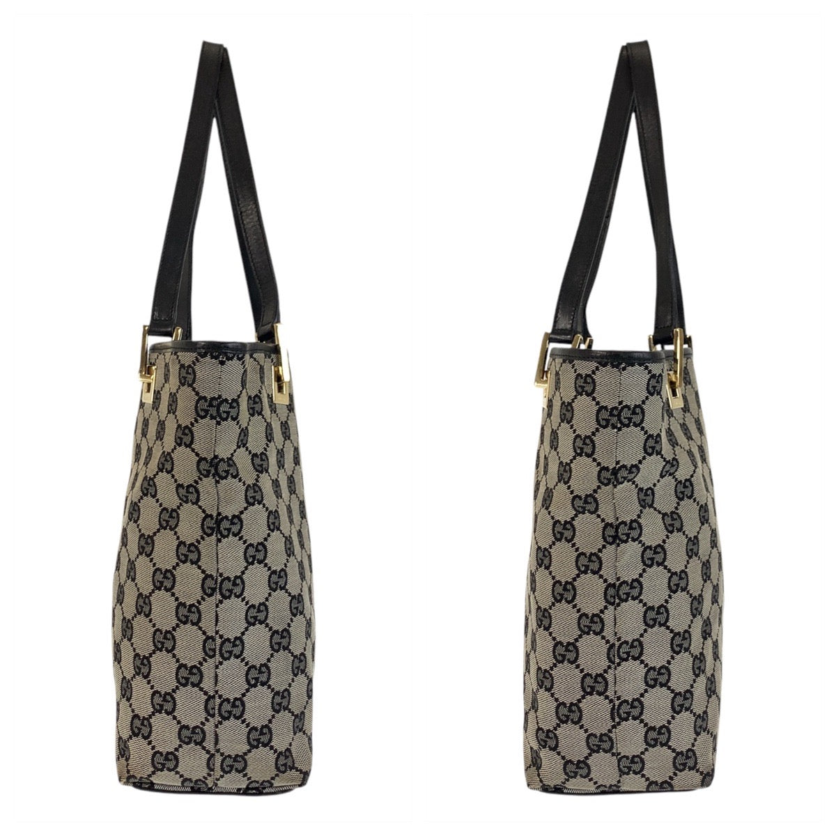 17452
GUCCI グッチ グレー ブラック 黒 ゴールド金具 GGキャンバス / レザー 002 1099 トートバッグ ショルダーバッグ  レディース AB39