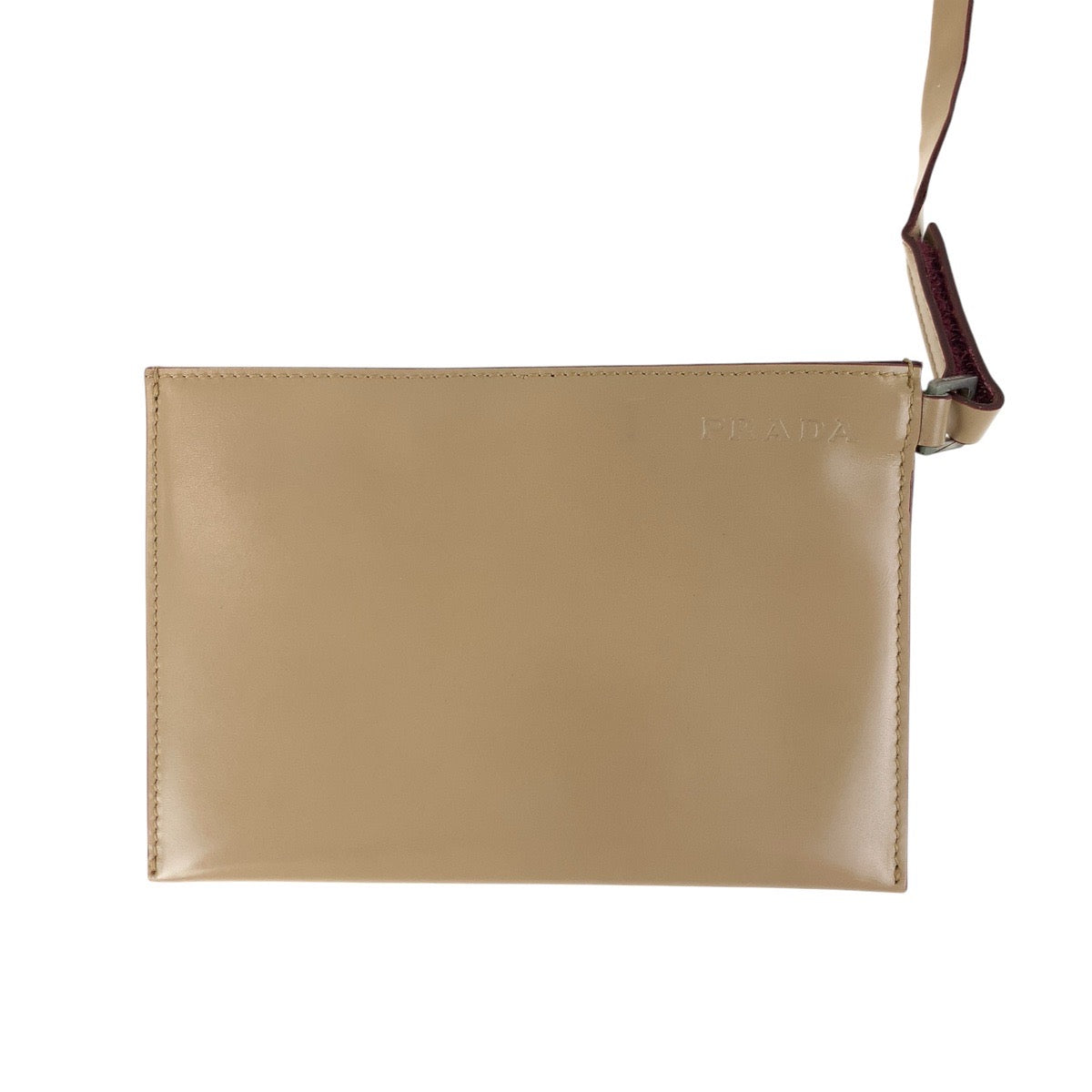 17455
PRADA プラダ パンチング ベージュ ボルドー レザー / スウェード トートバッグ ハンドバッグ  レディース