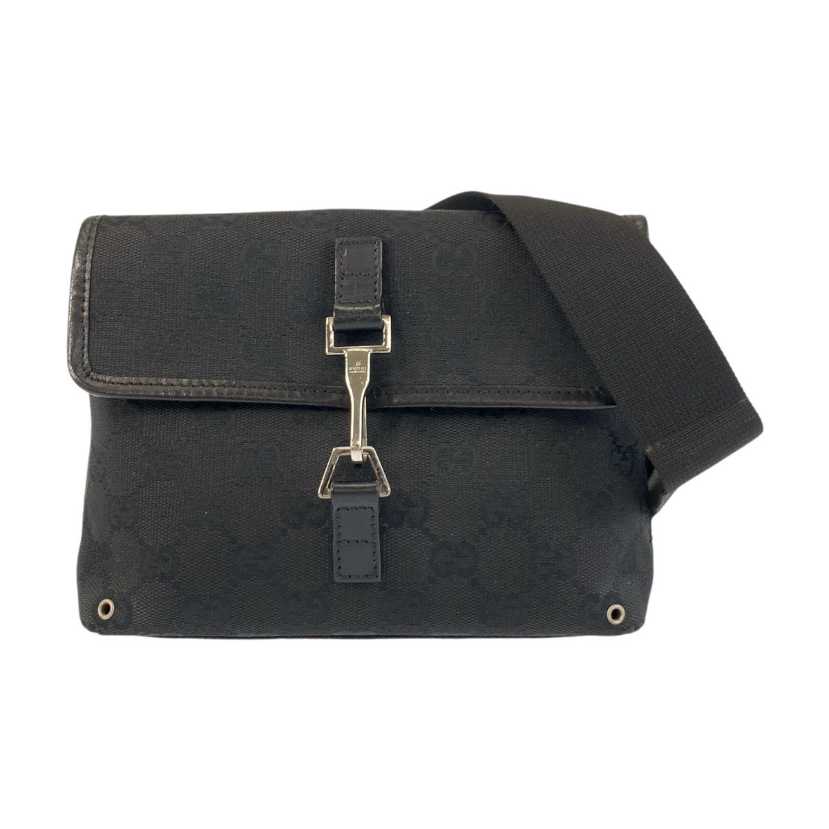 17456
GUCCI グッチ ブラック 黒 シルバー金具 GGキャンバス 92543 ボディバッグ バムバッグ  レディース ABP32