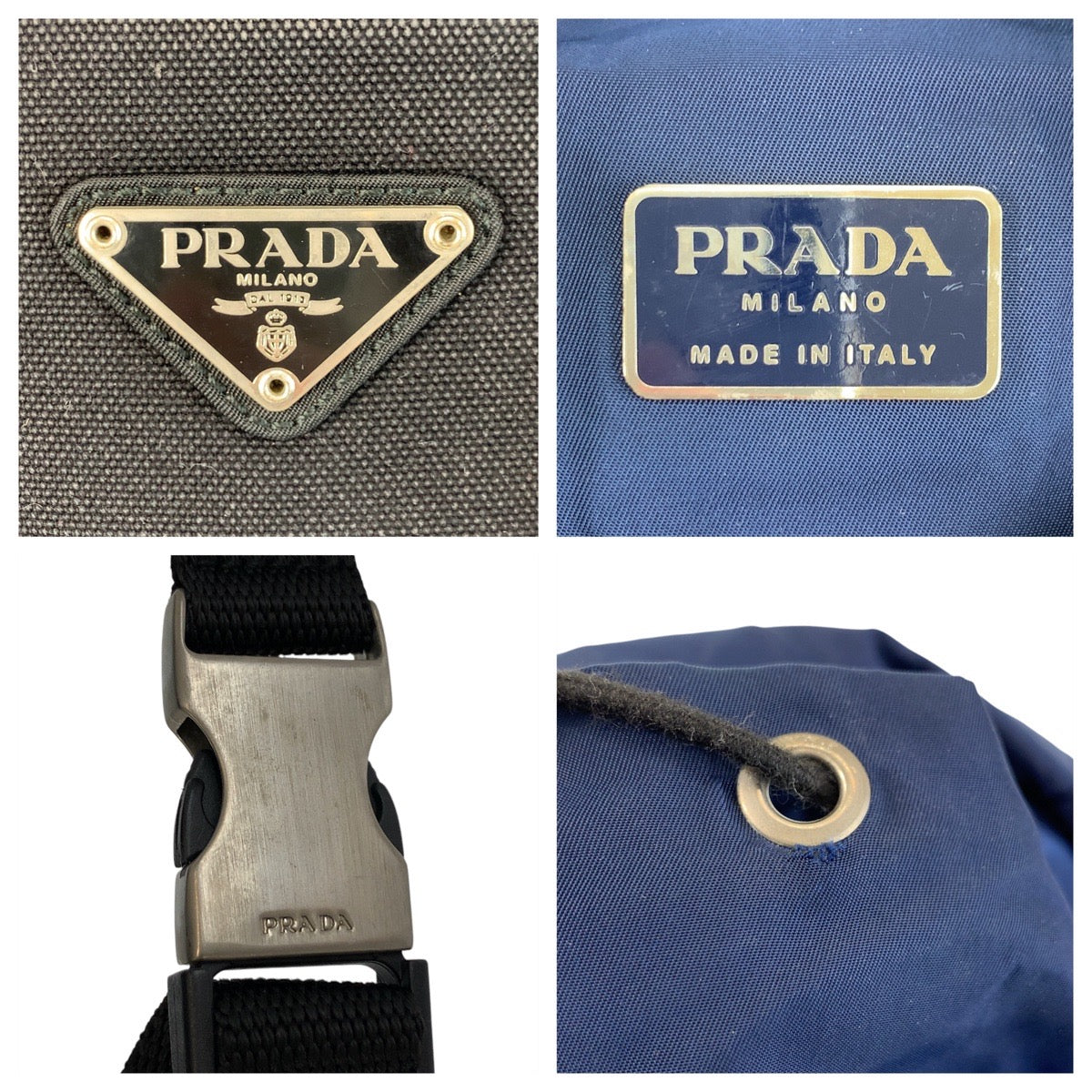 17457
PRADA プラダ テスート 三角ロゴプレート ネイビー シルバー金具 ナイロン リュック バックパック  レディース AB40