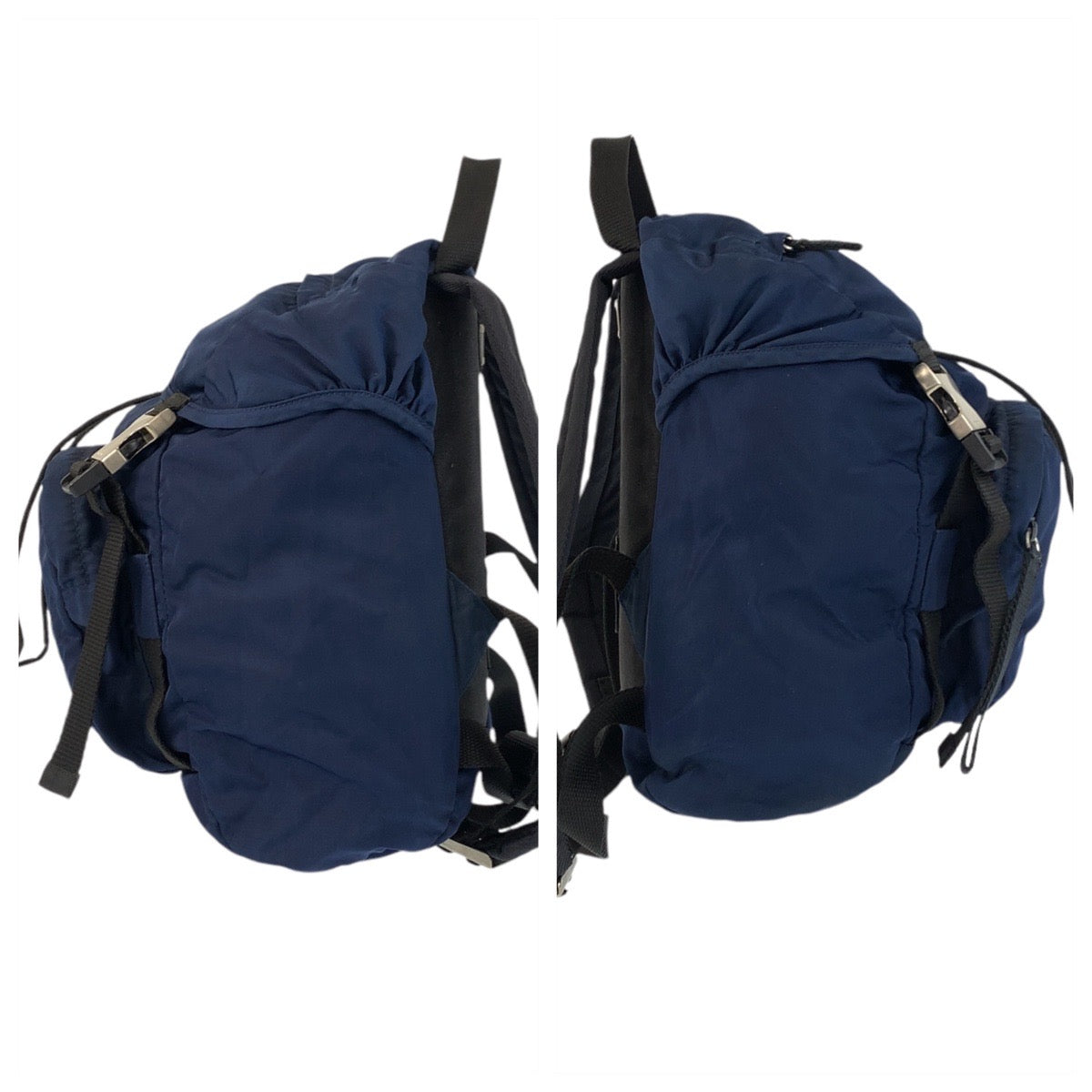 17457
PRADA プラダ テスート 三角ロゴプレート ネイビー シルバー金具 ナイロン リュック バックパック  レディース AB40