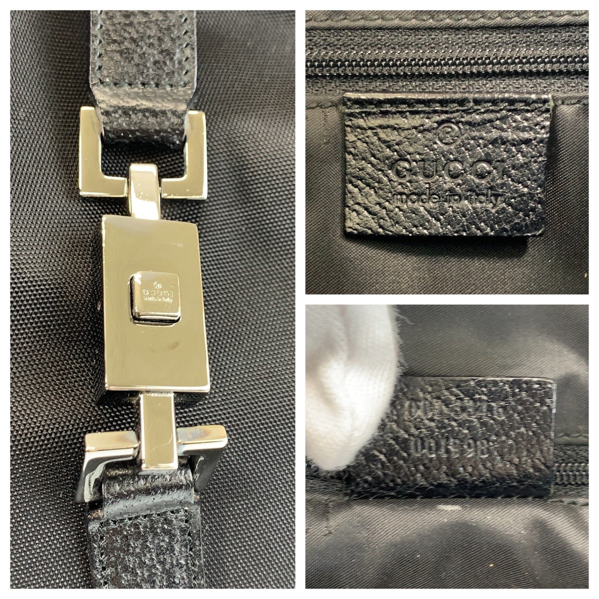 17458
GUCCI グッチ ジャッキー ブラック 黒 ナイロン / レザー 001 3346 ホーボー ショルダーバッグ レディース ABP48