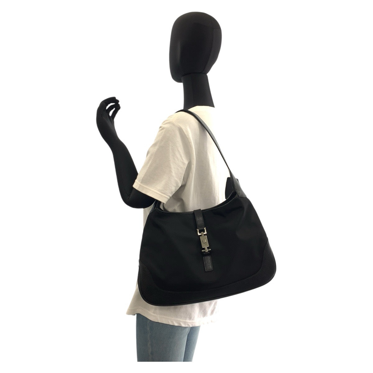 17458
GUCCI グッチ ジャッキー ブラック 黒 ナイロン / レザー 001 3346 ホーボー ショルダーバッグ レディース ABP48