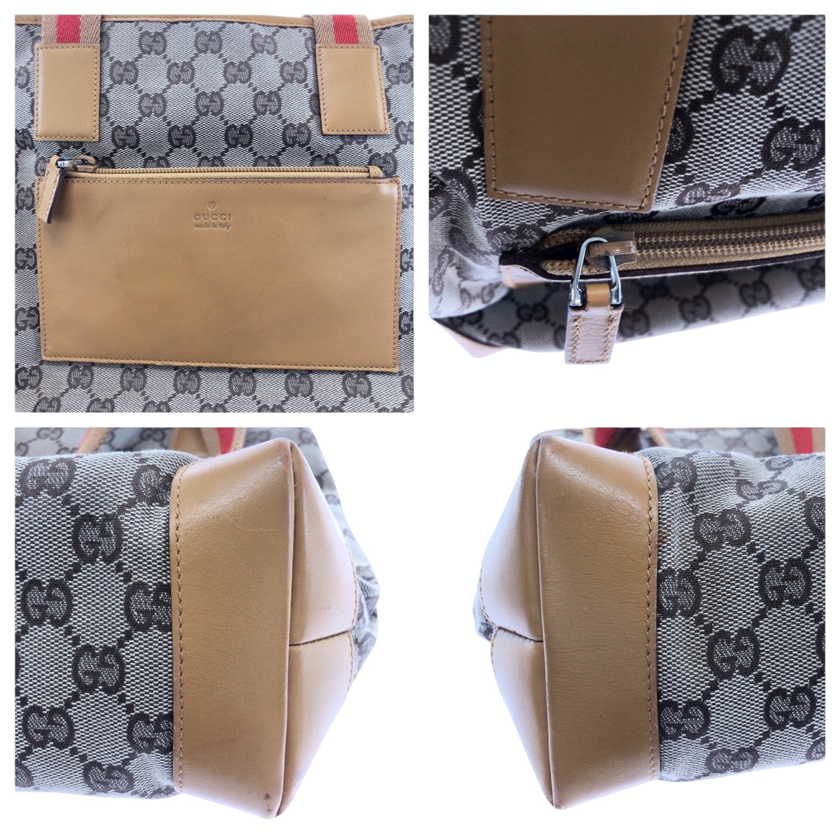 17459
GUCCI グッチ ベージュ キャメル オレンジ シルバー金具 GGキャンバス 019 0402 ハンドバッグ トートバッグ  レディース AB33