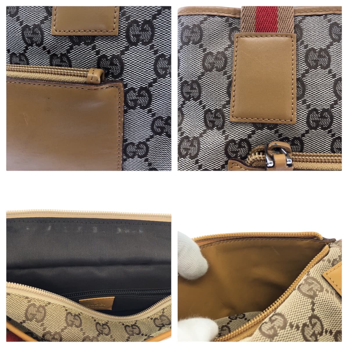 17459
GUCCI グッチ ベージュ キャメル オレンジ シルバー金具 GGキャンバス 019 0402 ハンドバッグ トートバッグ  レディース AB33