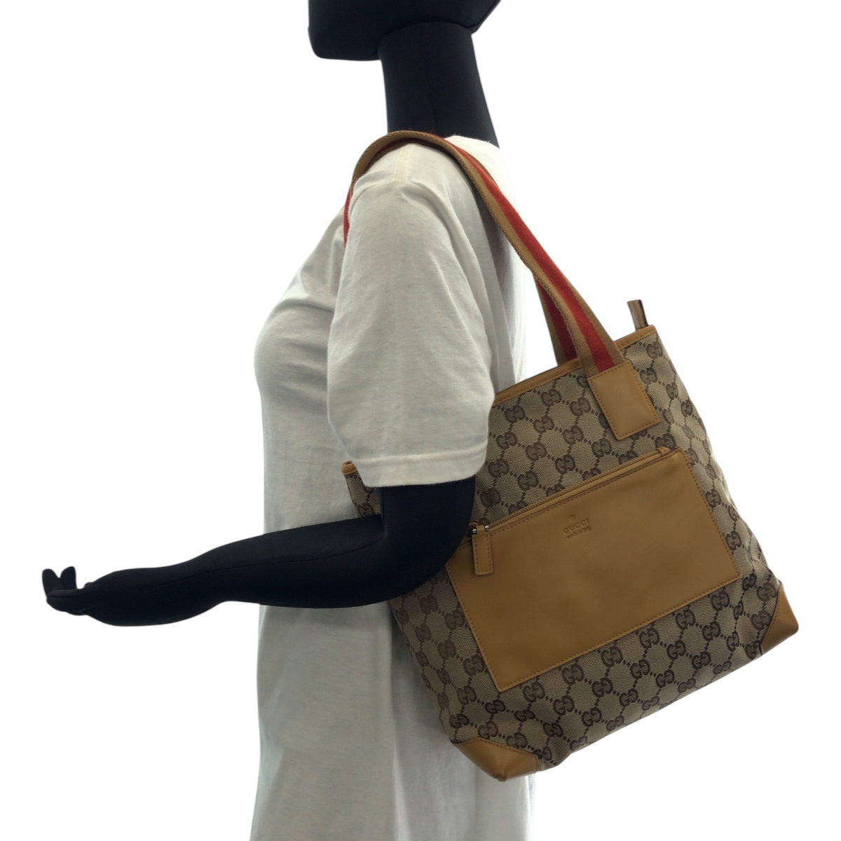 17459
GUCCI グッチ ベージュ キャメル オレンジ シルバー金具 GGキャンバス 019 0402 ハンドバッグ トートバッグ  レディース AB33
