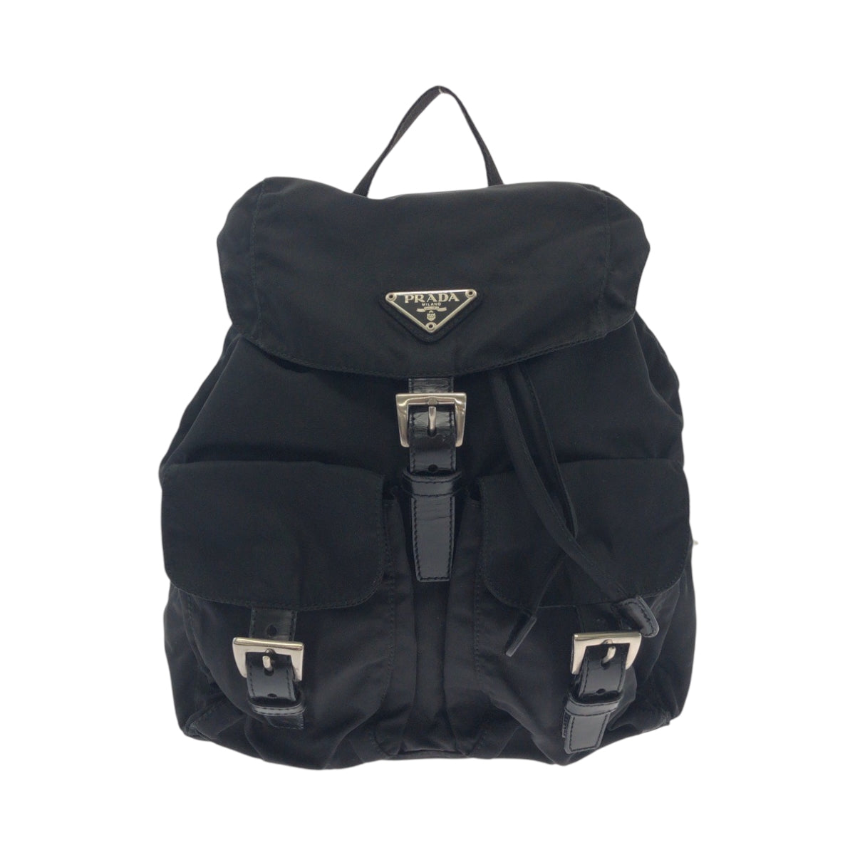 17460
PRADA プラダ テスート 三角ロゴプレート ブラック 黒 シルバー金具 ナイロン B6677 リュックサック バックパック  レディース AB43