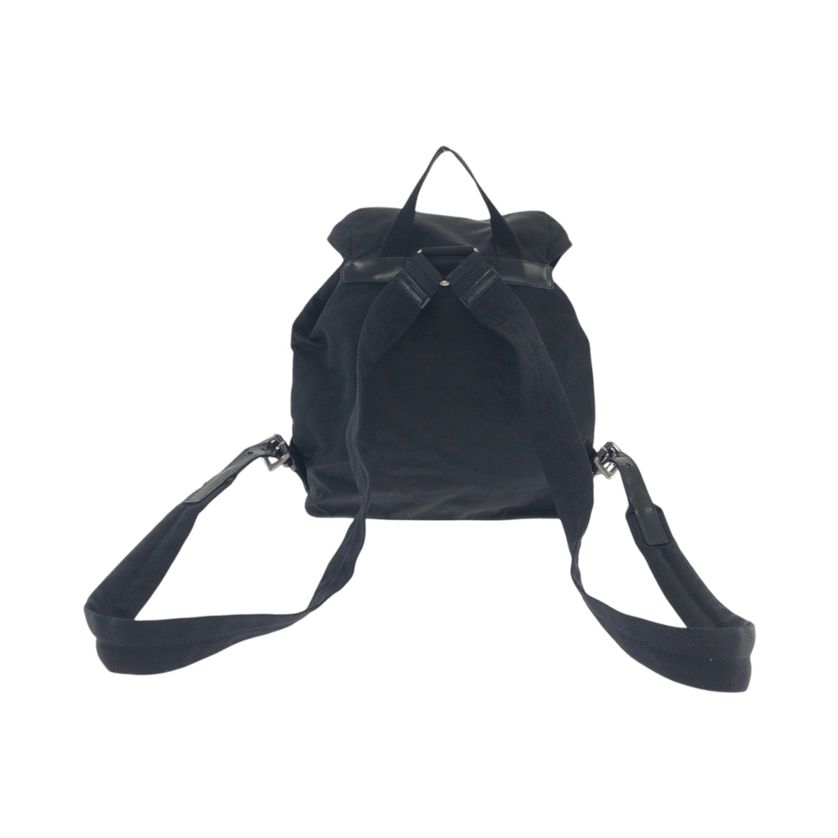 17460
PRADA プラダ テスート 三角ロゴプレート ブラック 黒 シルバー金具 ナイロン B6677 リュックサック バックパック  レディース AB43