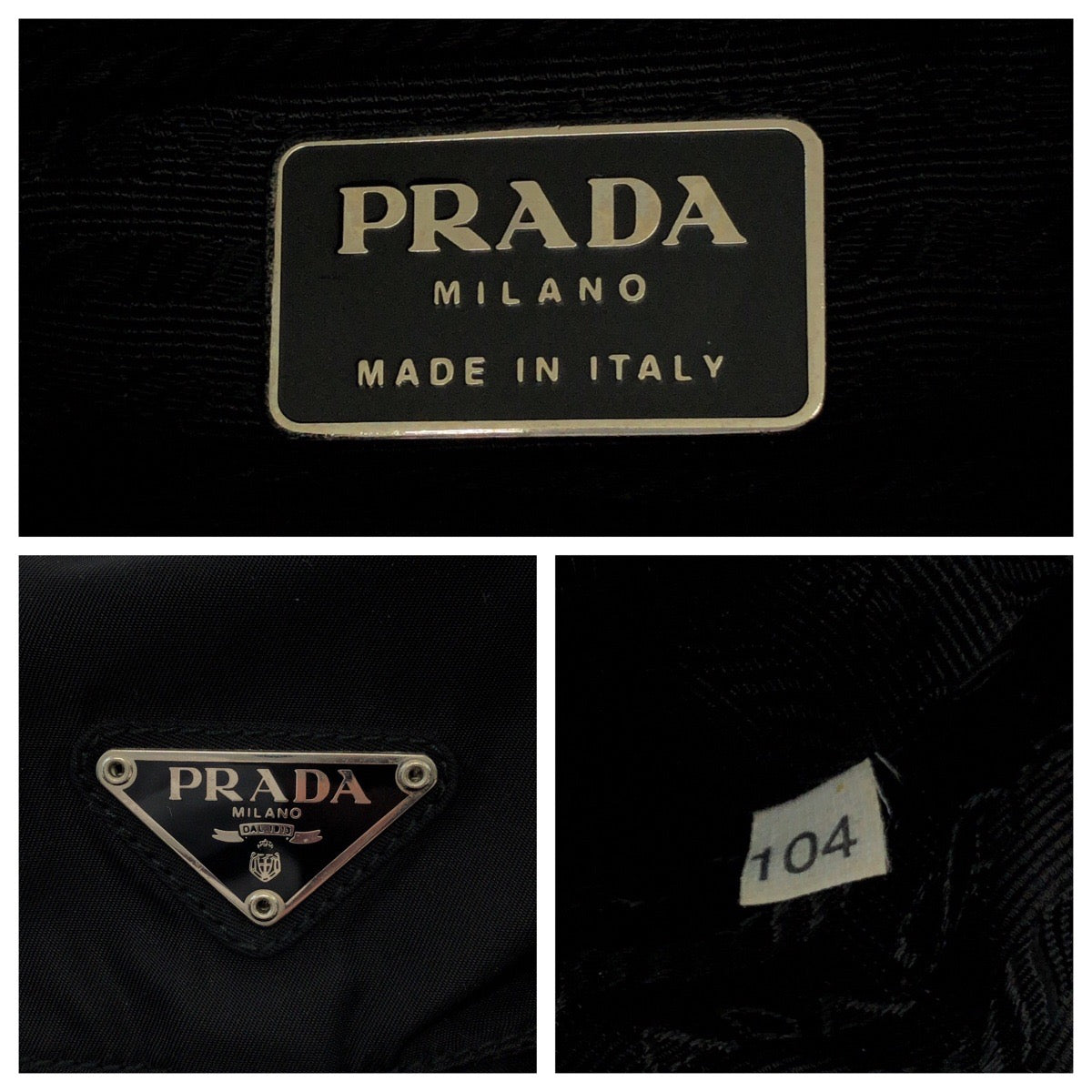 17460
PRADA プラダ テスート 三角ロゴプレート ブラック 黒 シルバー金具 ナイロン B6677 リュックサック バックパック  レディース AB43