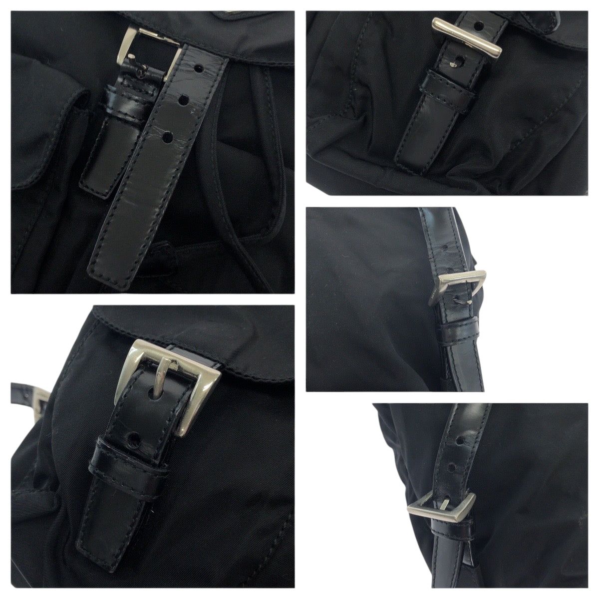 17460
PRADA プラダ テスート 三角ロゴプレート ブラック 黒 シルバー金具 ナイロン B6677 リュックサック バックパック  レディース AB43