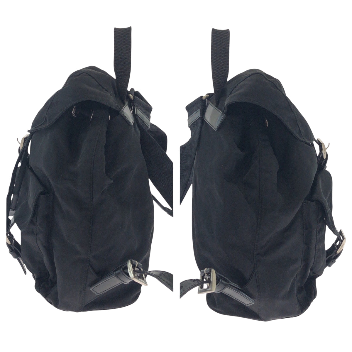 17460
PRADA プラダ テスート 三角ロゴプレート ブラック 黒 シルバー金具 ナイロン B6677 リュックサック バックパック  レディース AB43