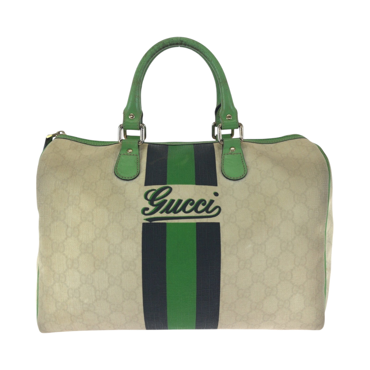 17461
GUCCI グッチ ジョイライン ベージュ ブラック グリーン ゴールド金具 PVC 189895 ハンドバッグ ミニボストンバッグ  レディース